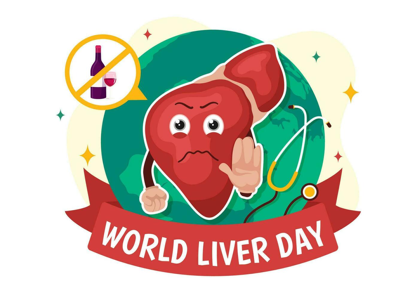 World Liver Day Vector Illustration on April 19th to Raise Global Awareness of Hepatitis and Healthy in Flat Cartoon Background Design