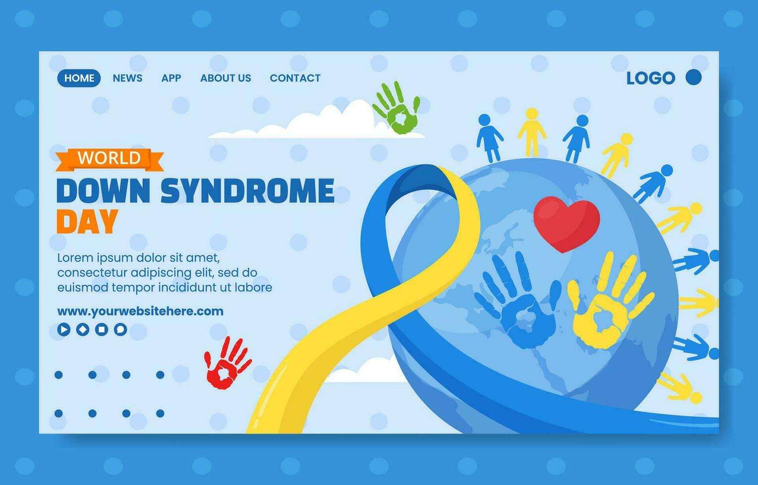 Down Syndrome Day Social Media Landing Page Cartoon Hand Drawn Templates Background Illustration vector