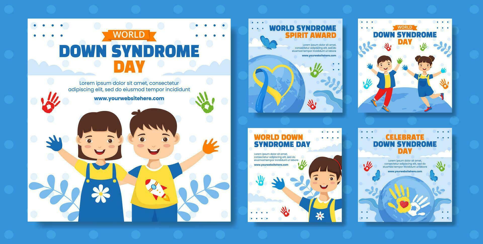 Down Syndrome Day Social Media Post Flat Cartoon Hand Drawn Templates Background Illustration vector