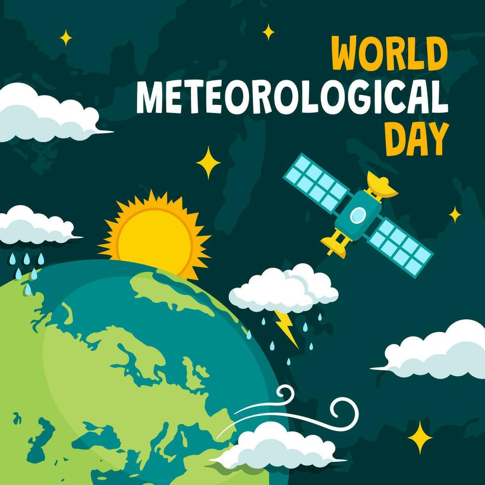 Meteorological Day Social Media Illustration Flat Cartoon Hand Drawn Templates Background vector