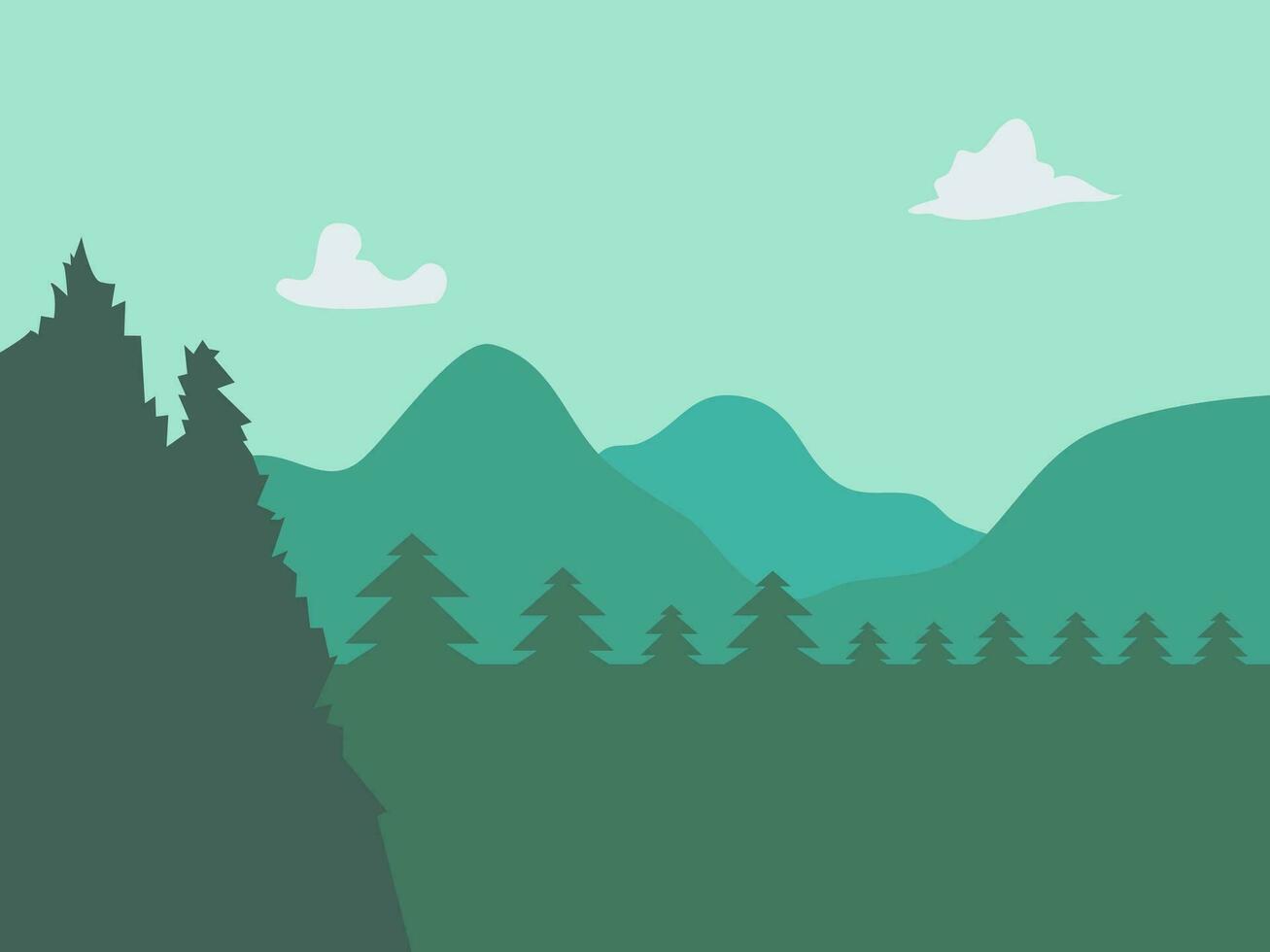 flat design beautiful natural scenery vector