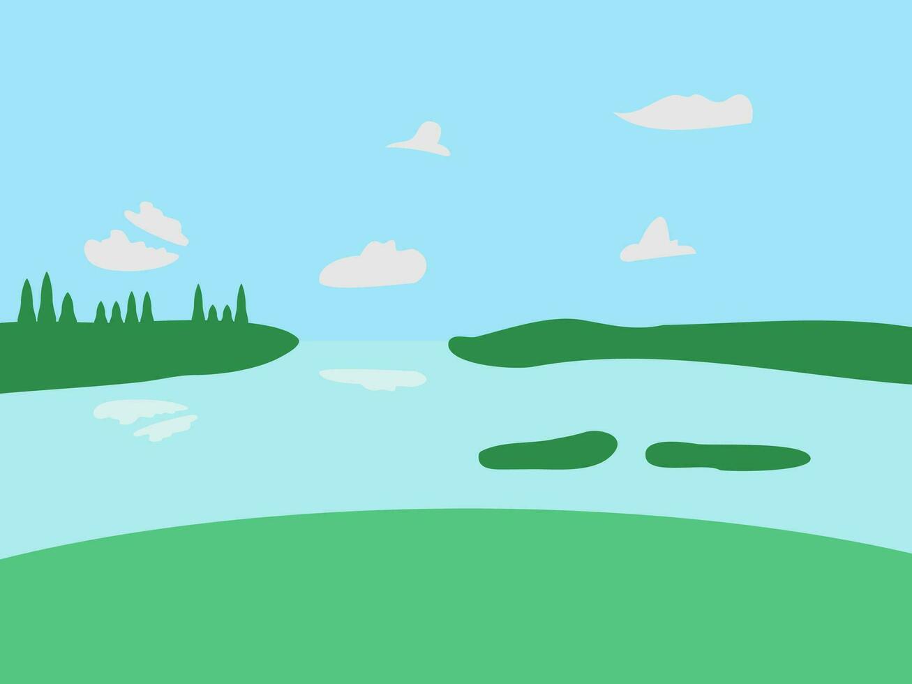 flat design beautiful natural scenery vector