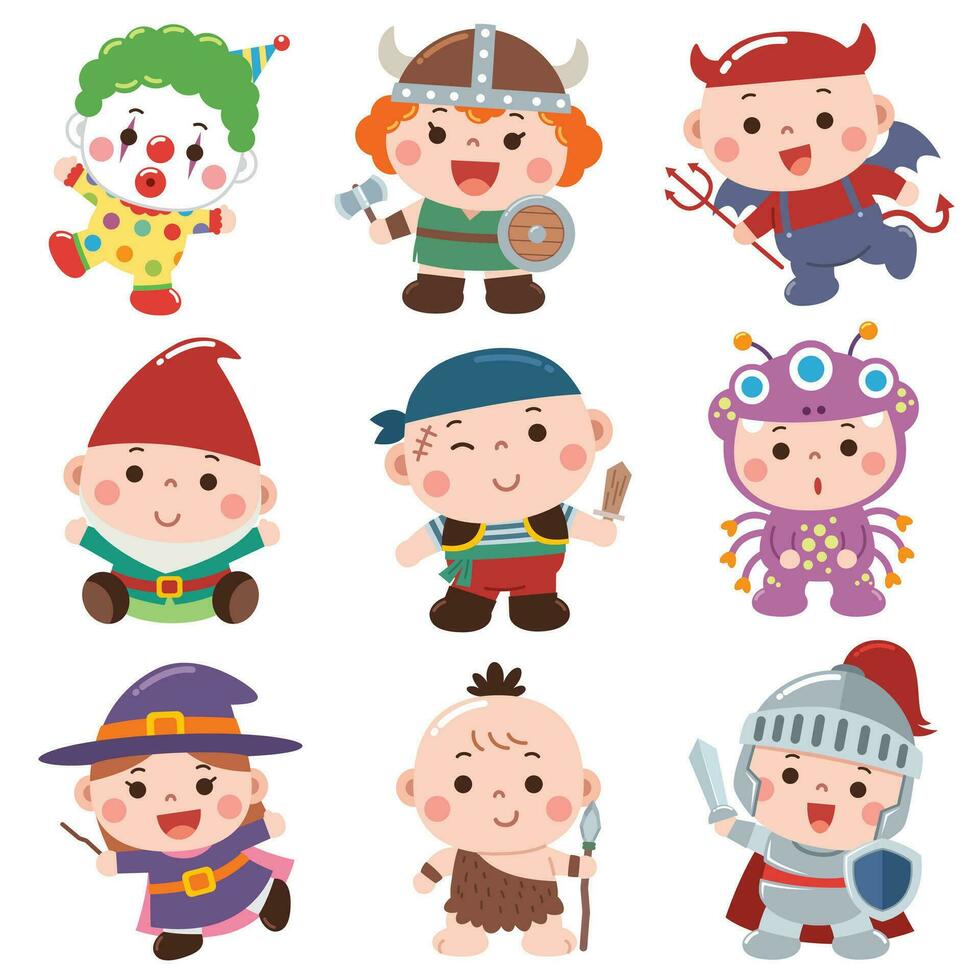 Cartoon Baby character. Costume Baby collection vector