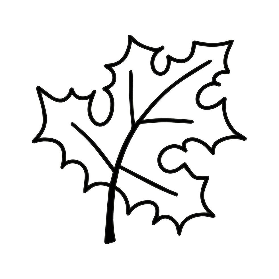 Cute doodle autumn vector maple leaf isolated on white on white background. Hand drawn vector illustration for coloring page and art books for adults and kids.