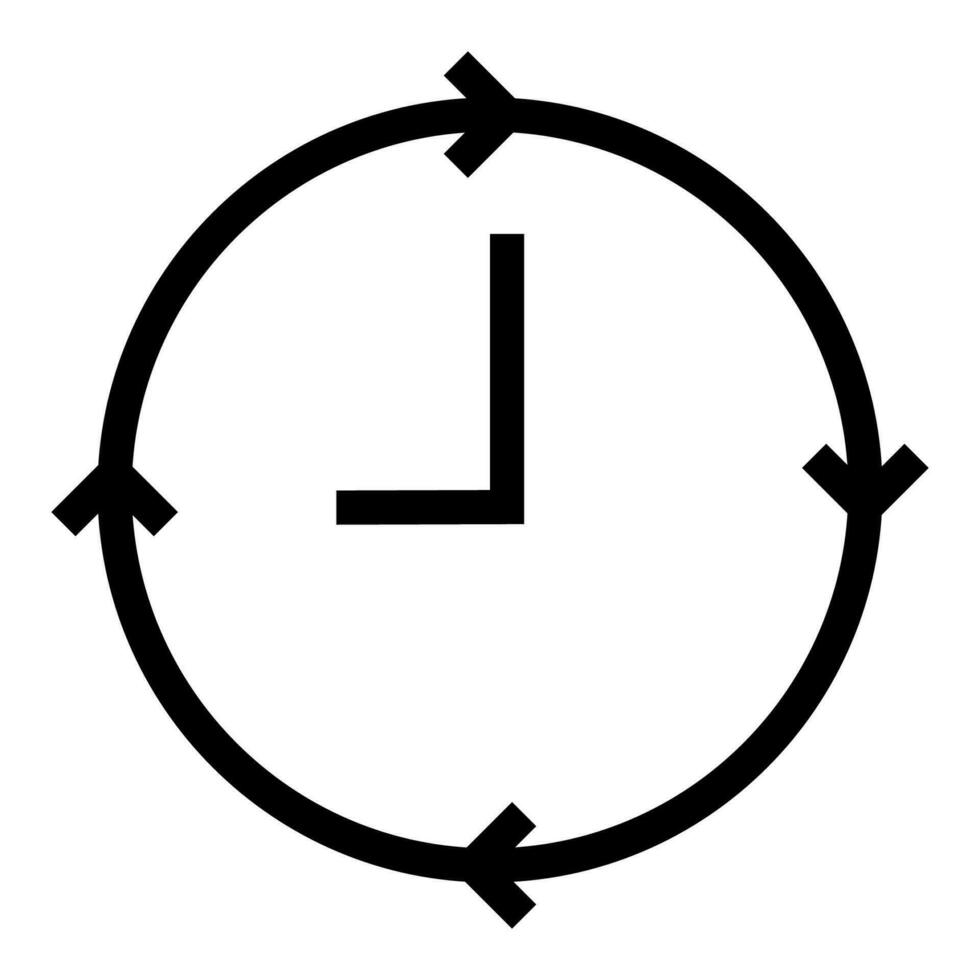 Minimalist clock icon with arrows and clock hand. Outline clock icon for time control during work day. Use pixel perfect clock icon on web site design, presentation, app, UI. Start work day at nine AM vector