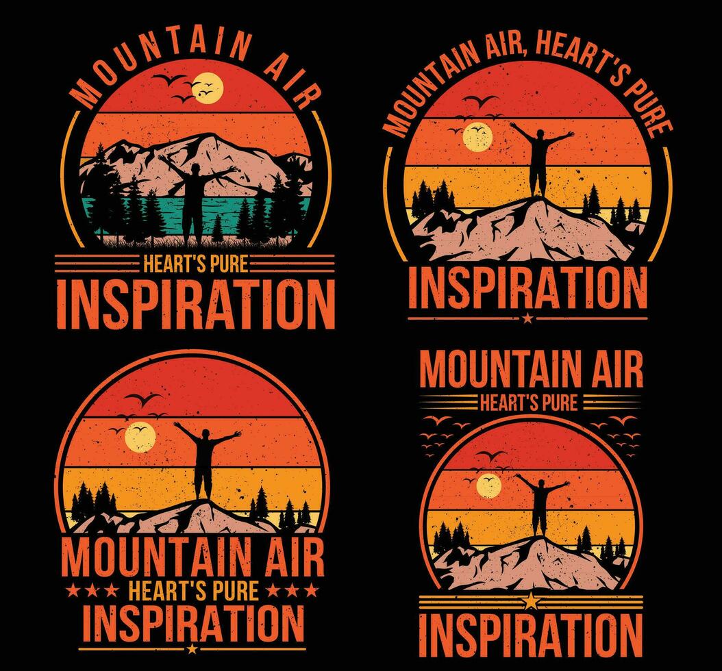 montaña aire, corazones puro inspiración camiseta diseño. vector