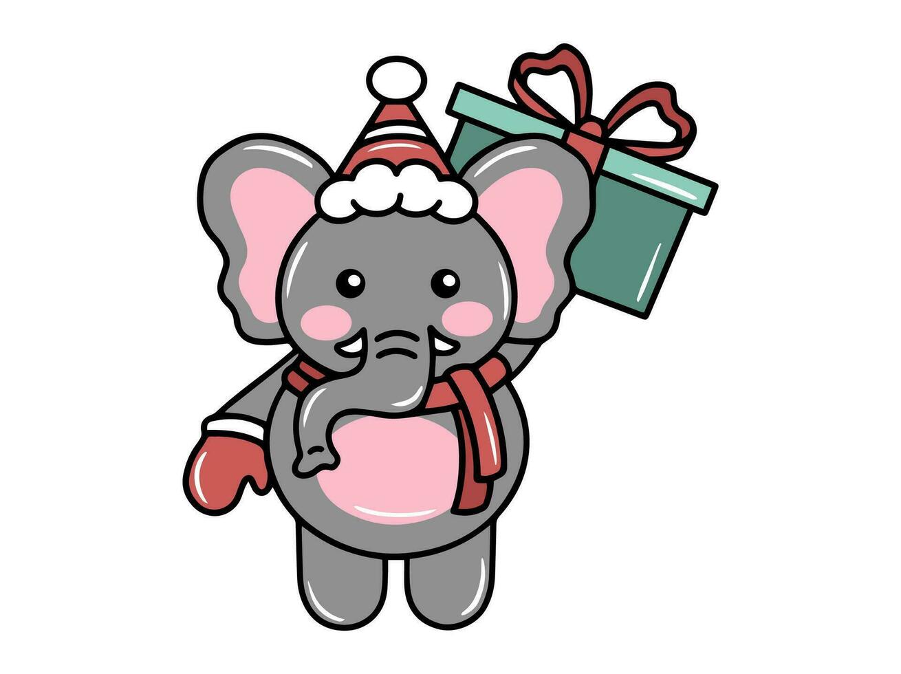 Elephant Cartoon for Christmas Day vector