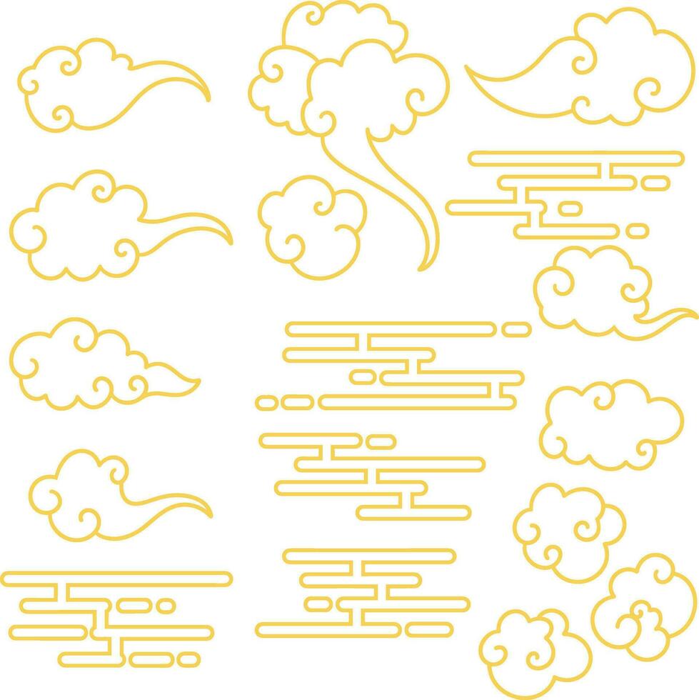 Set chinese gold cloud vector