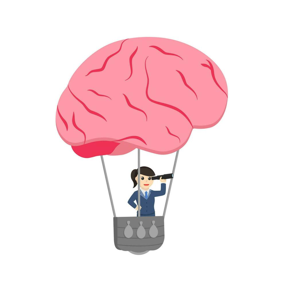 Business woman Searching With brain Air Ballon vector