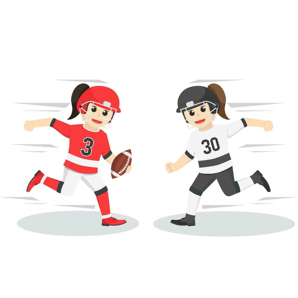 American Football Player girl Confrontation vector