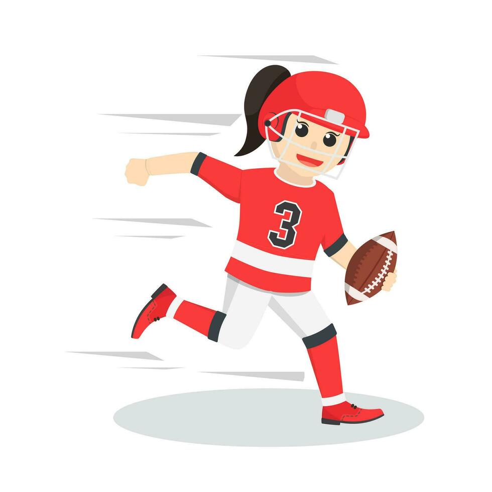 American Football Player girl run and hold the ball vector