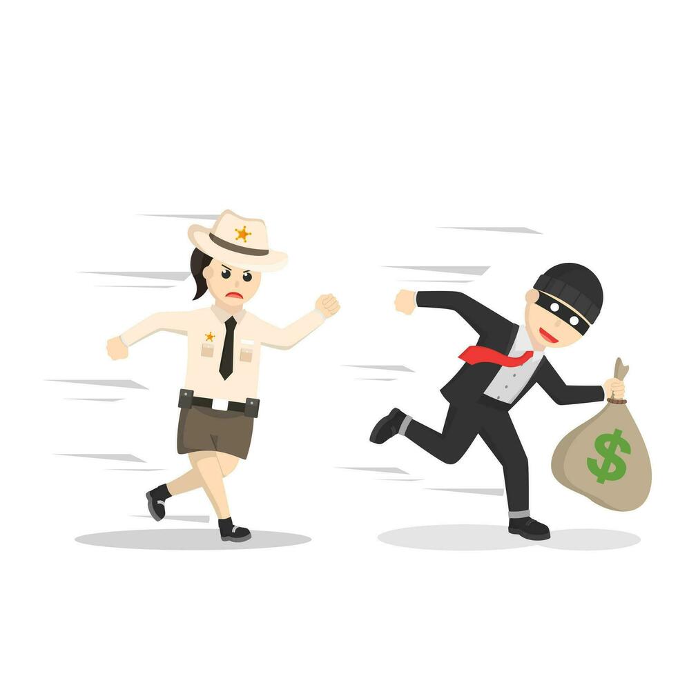 sheriff woman and thief design character on white background vector