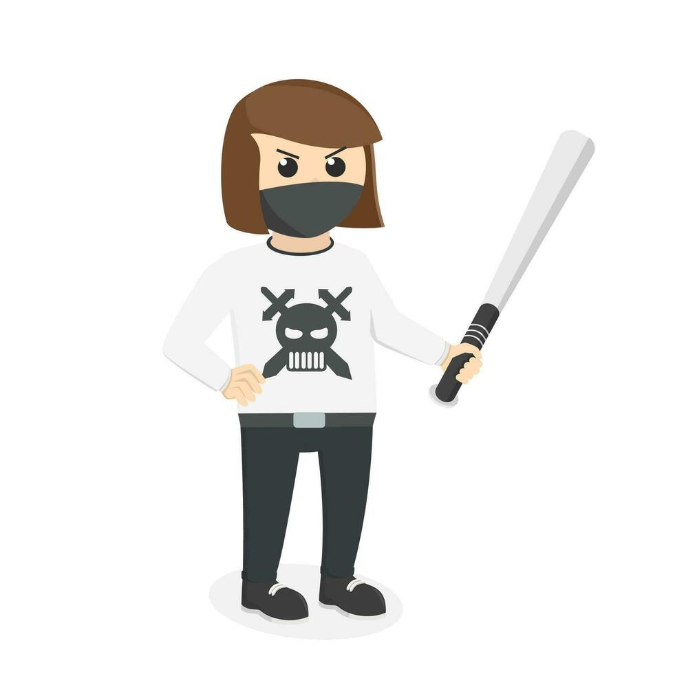 Gangster woman With Baseball vector