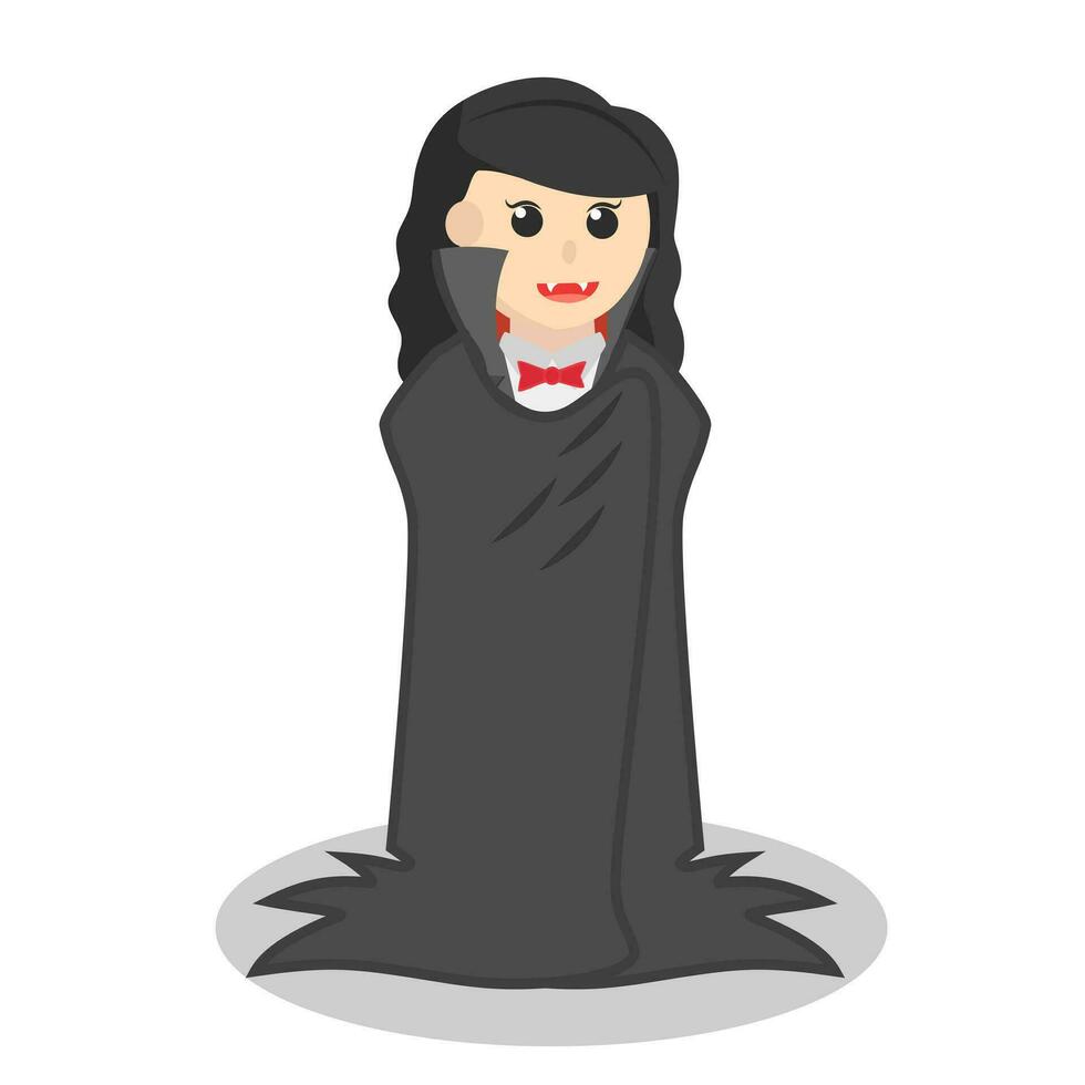 Dracula woman Cover His Body With Cloak vector