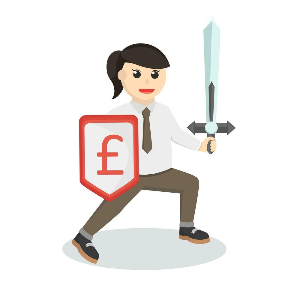 business woman With poundsterling Shield vector