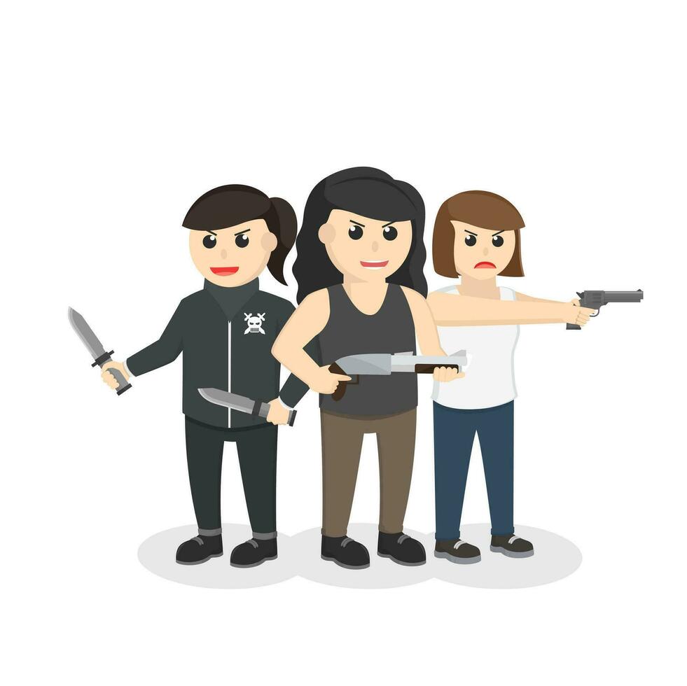 Gangster woman In Action vector