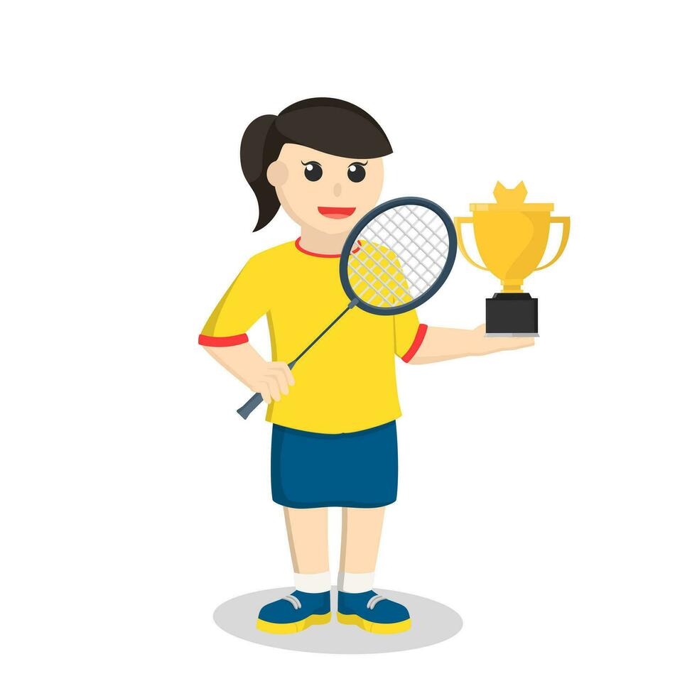 badminton player girl hold trophy vector