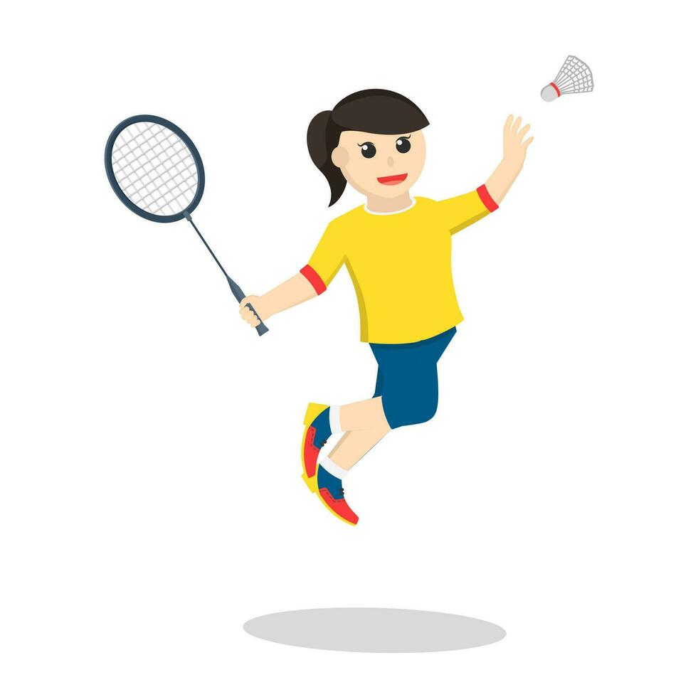badminton player girl smash vector