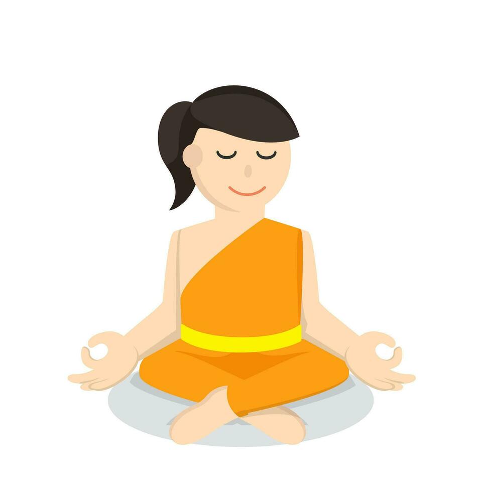monk woman meditate design character on white background vector