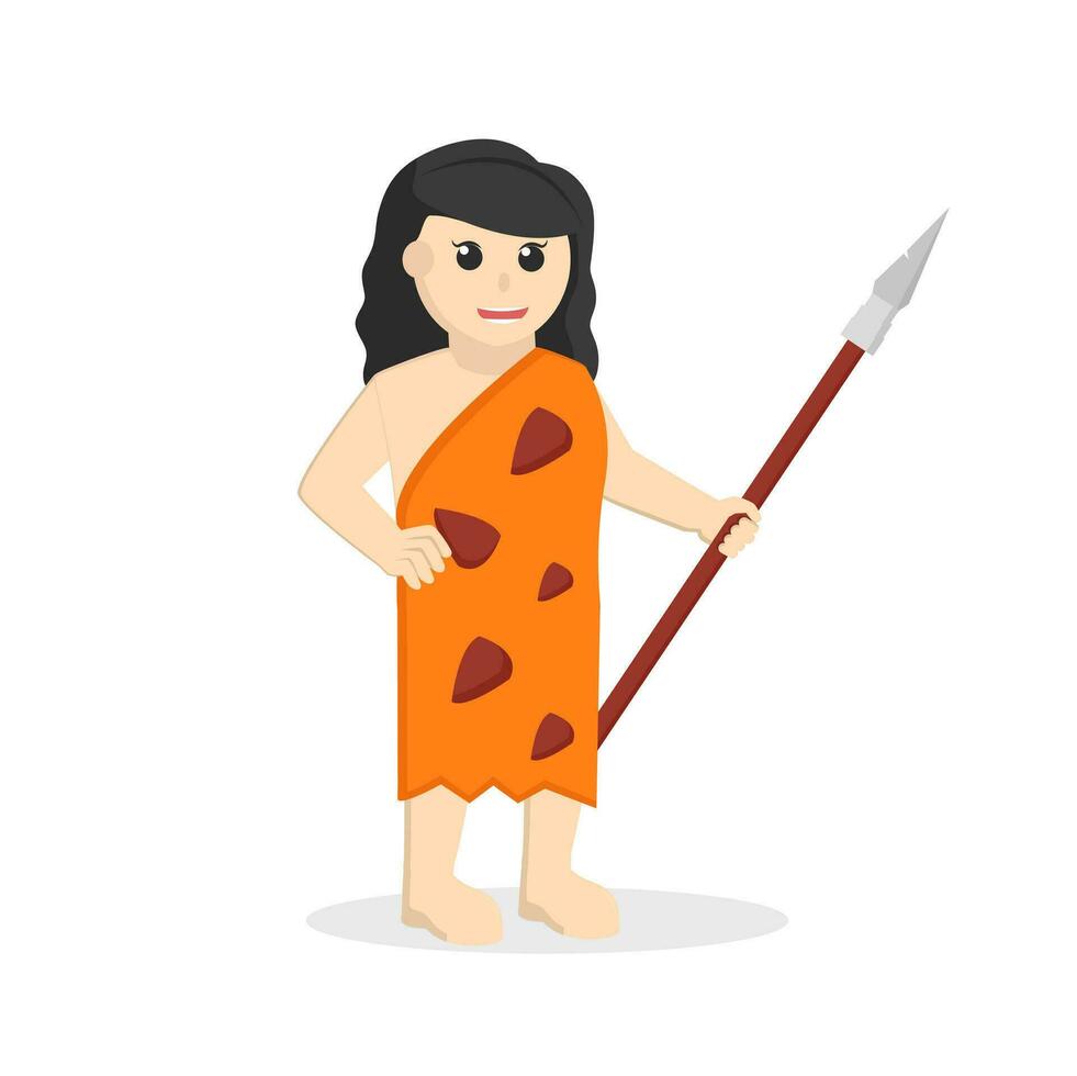 Cave woman with spears vector