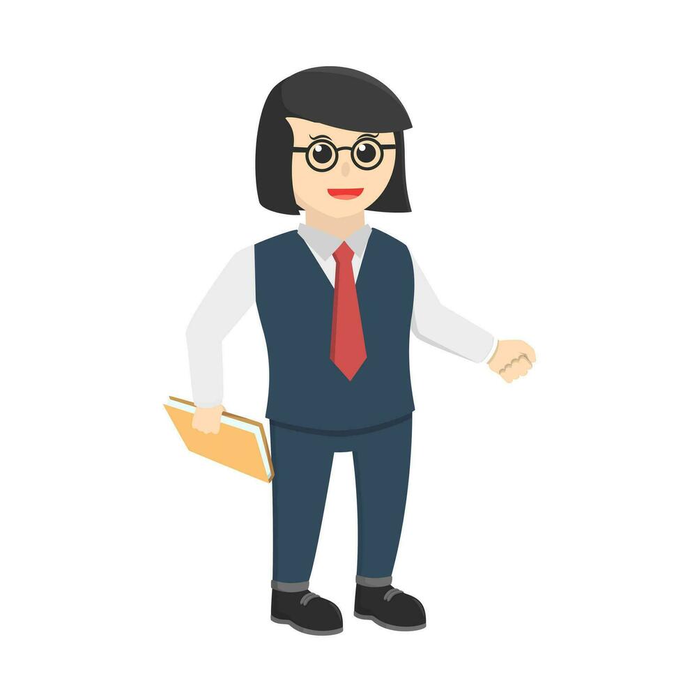 mujer de negocios nerd oficina sostener libro vector