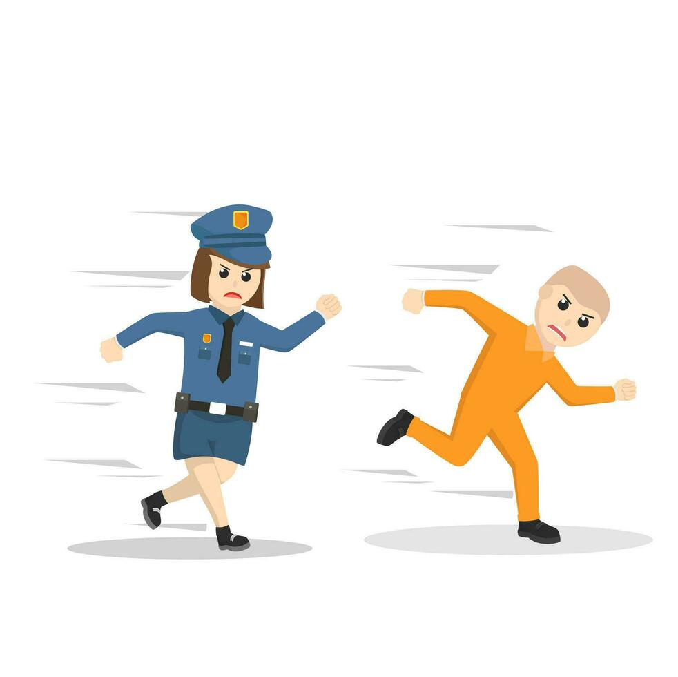 Policewoman Catch prisoner design character on white background vector