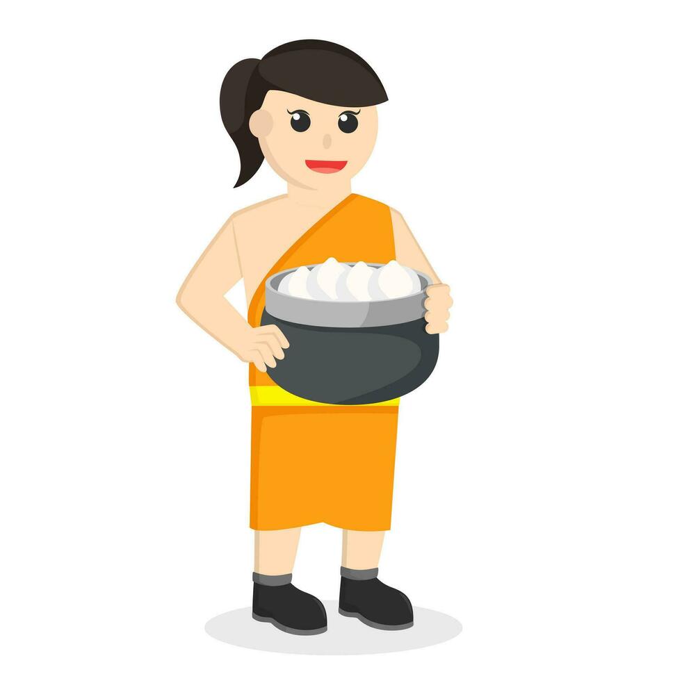 monk woman meat bun design character on white background vector