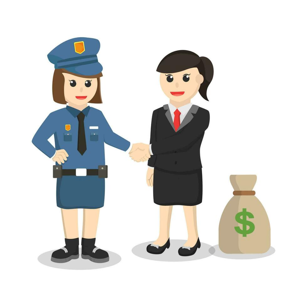 Policewoman bribed by business woman design character on white background vector