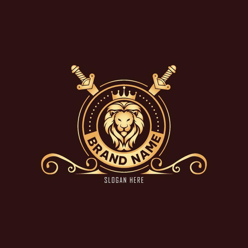 lujo león elegante logo plantillas colección vector