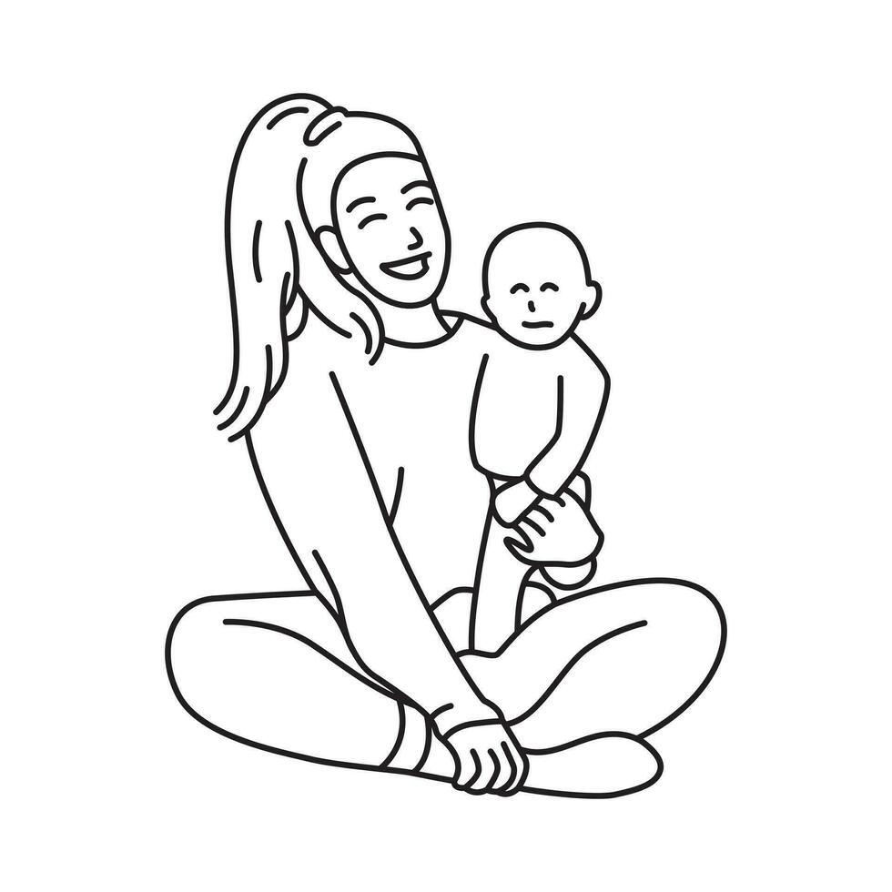 Happy Mother Day Mom and Baby Vector File