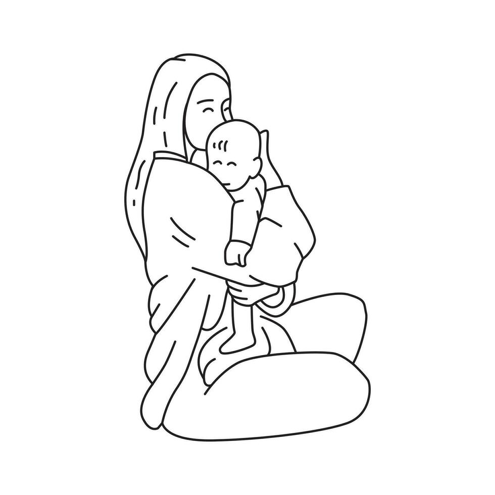 Happy Mother Day Mom and Baby Illustration 4 vector