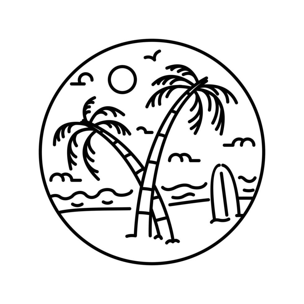 Tropical Hawaii Summer Beach Surfing Design Logo vector