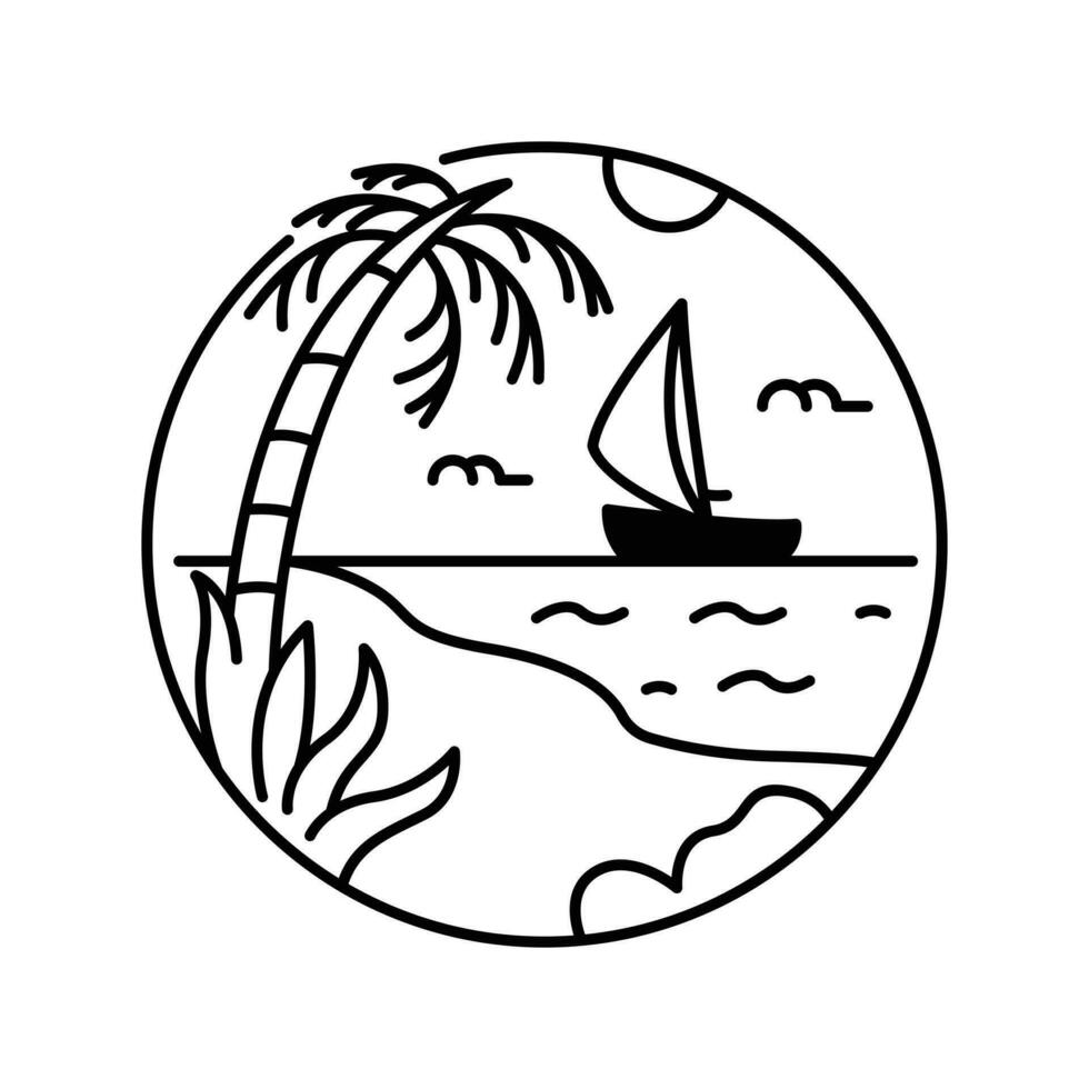 tropical verano playa surf logo vector clipart