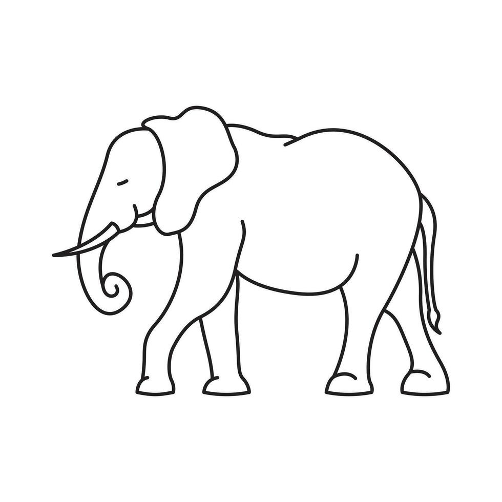 línea Arte elefante animales vector colección