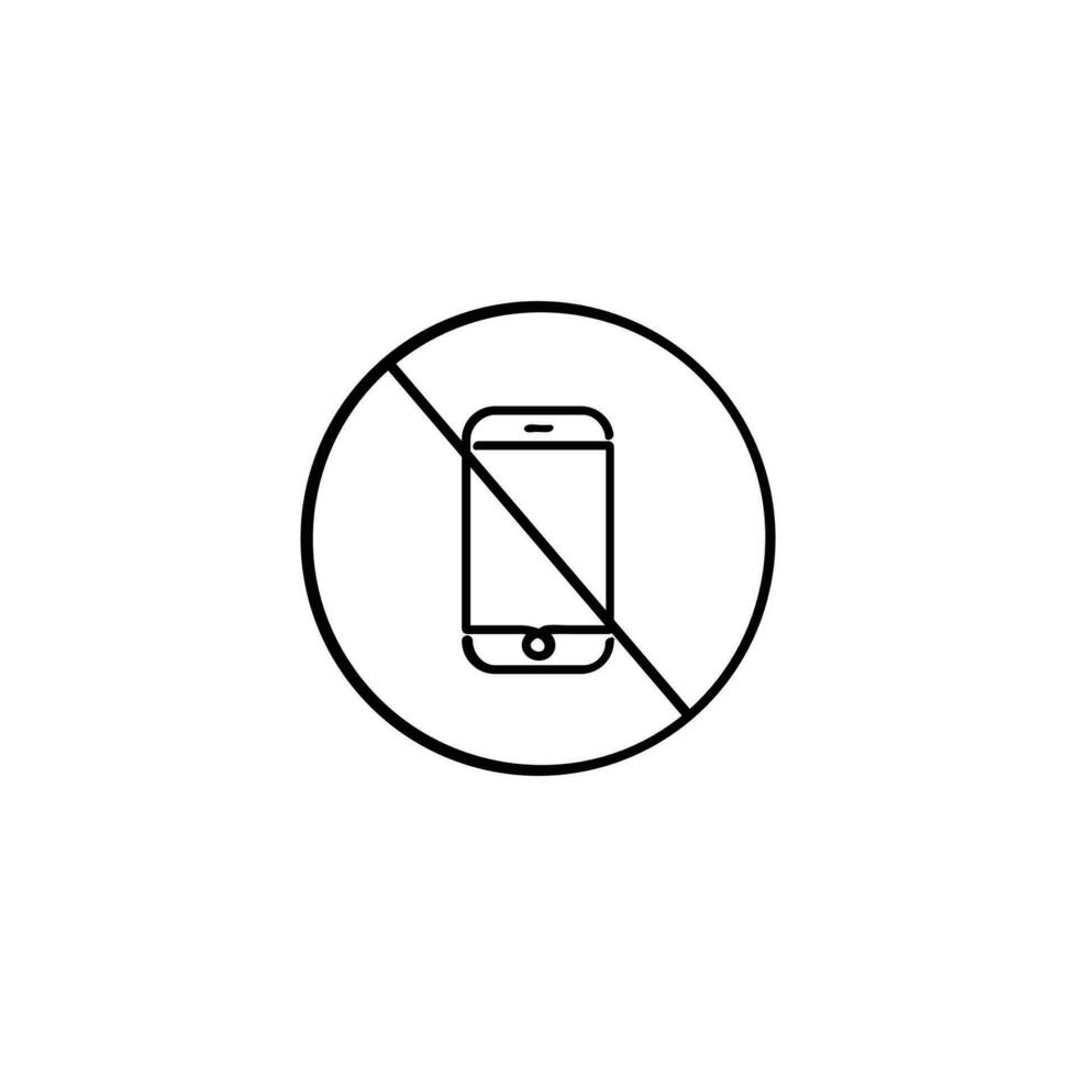 No Phone Line Style Icon Design vector