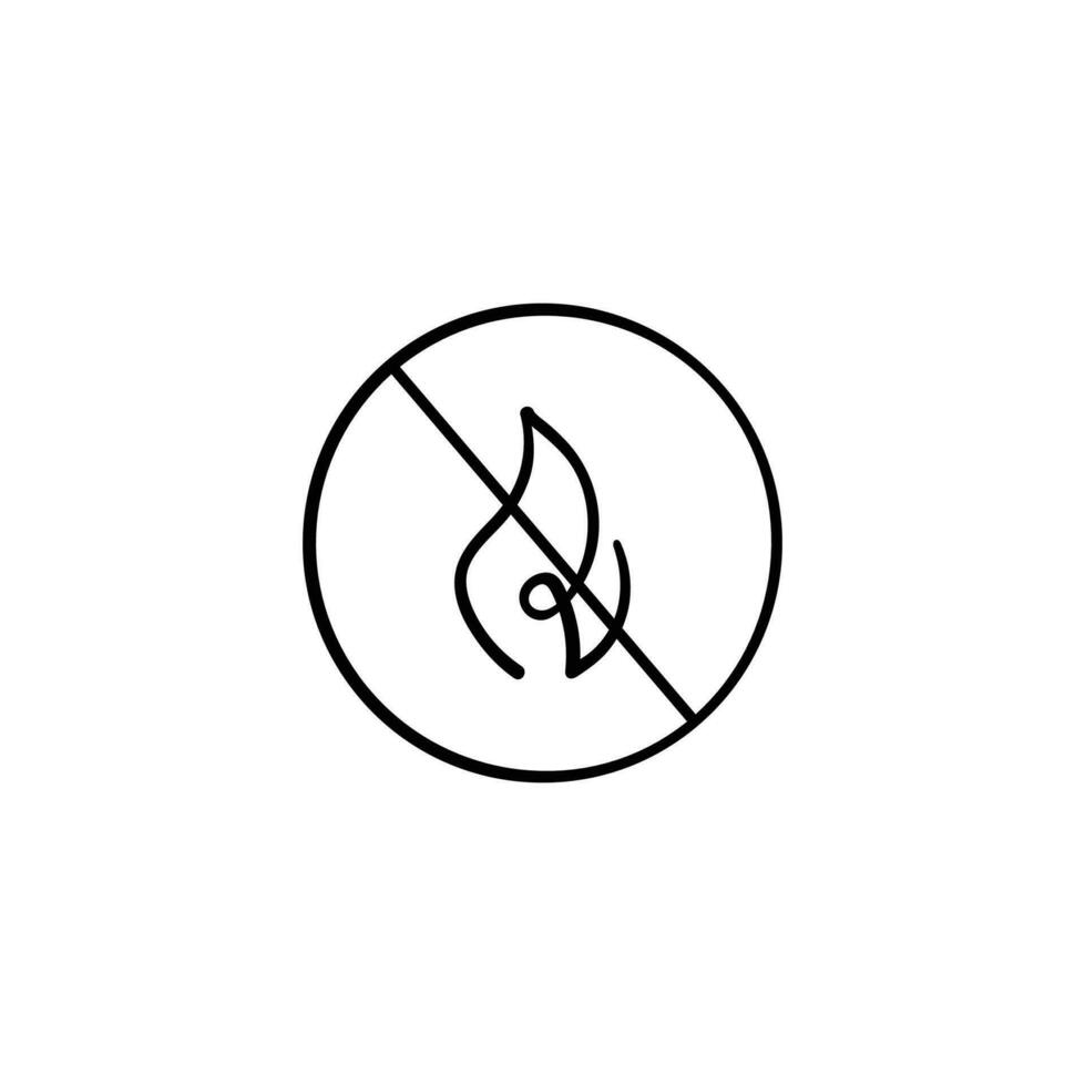 No fuego línea estilo icono diseño vector