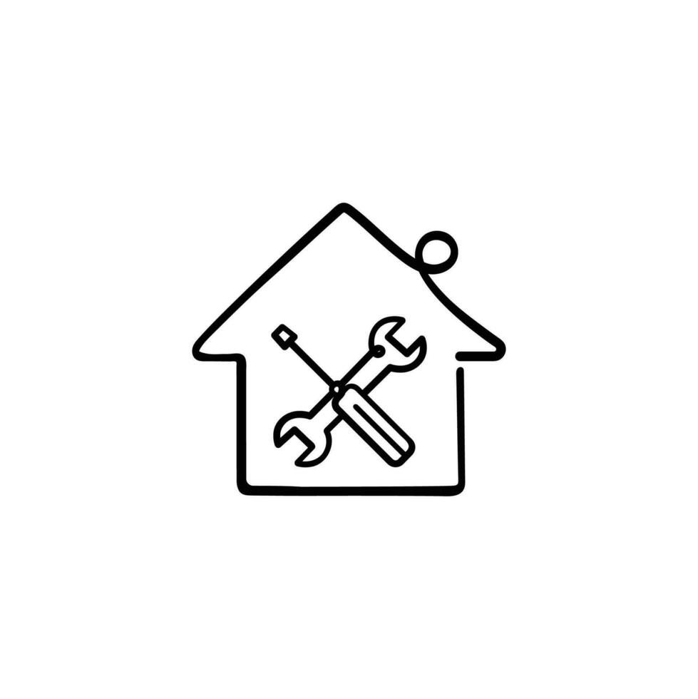 hogar renovación línea estilo icono diseño vector