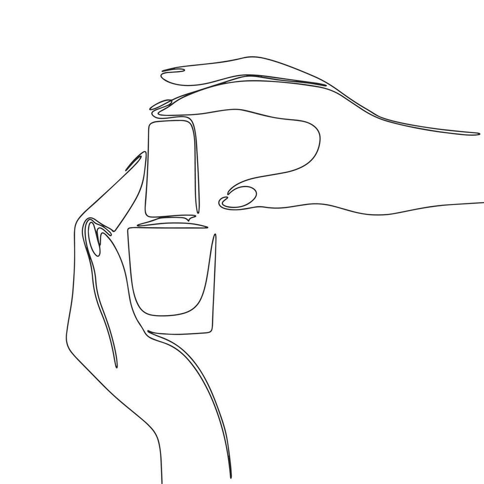 Nail polish in hands one line continuous. Line art Nail polish in hands ...
