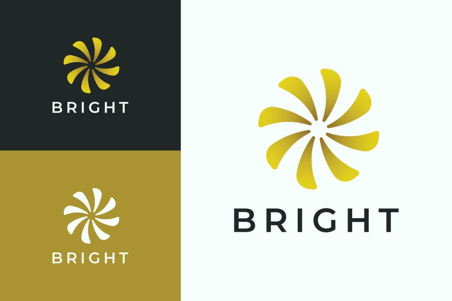 Bright Business Abstract Rotate Pinwheel Gold Mill Burst Firework Creative Logo Template vector