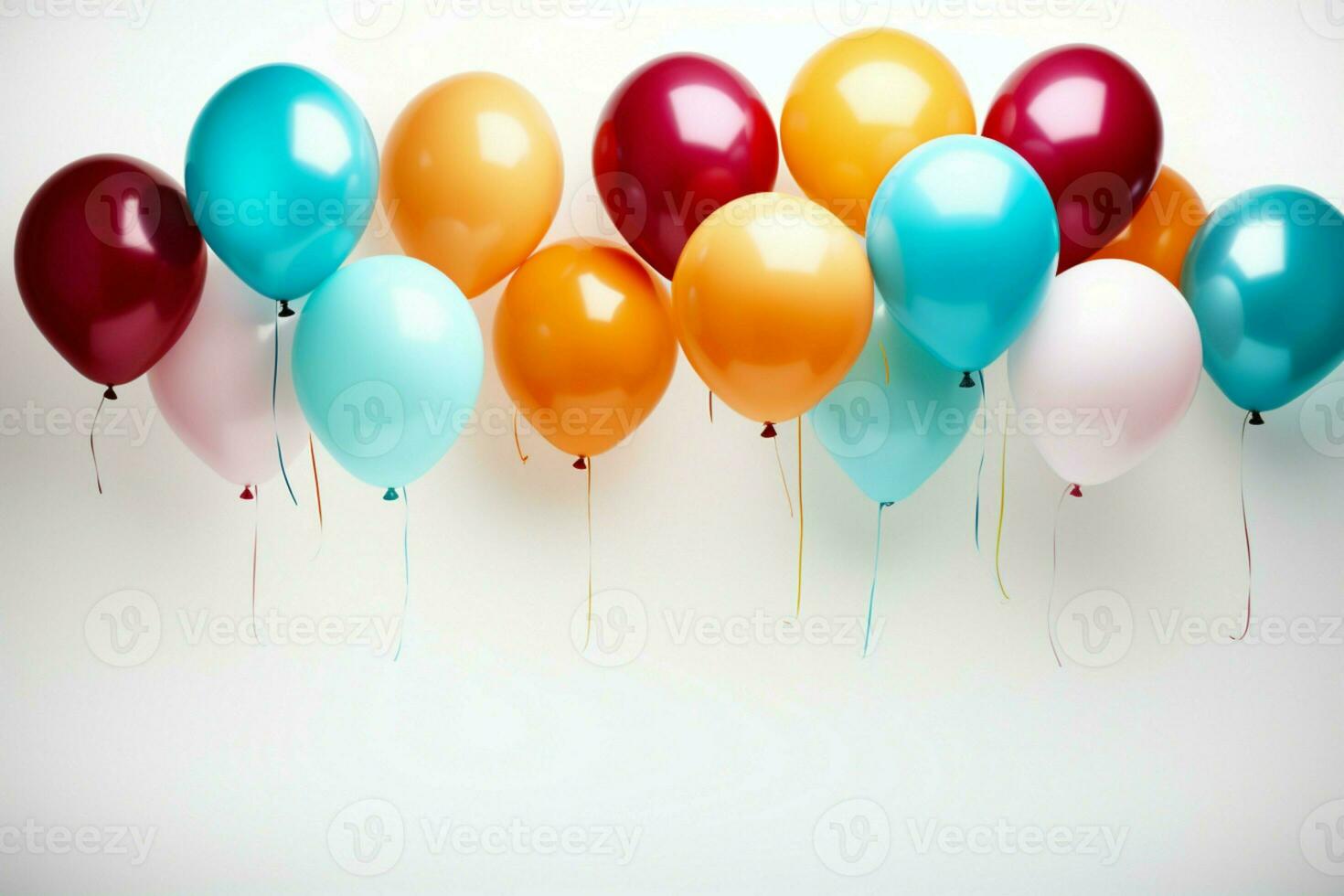 AI generated Cheerful simplicity Colorful balloons bring joy to a white background photo