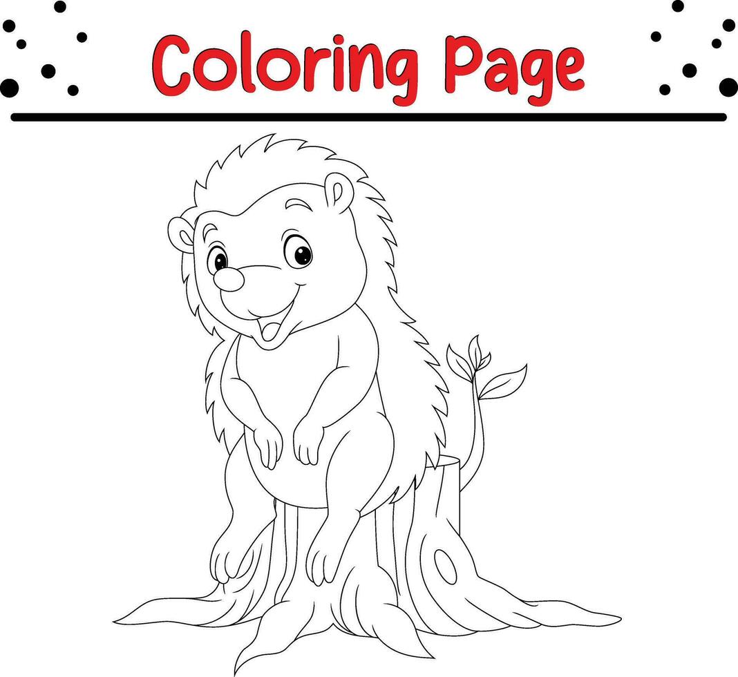 little hedgehog coloring page for children vector