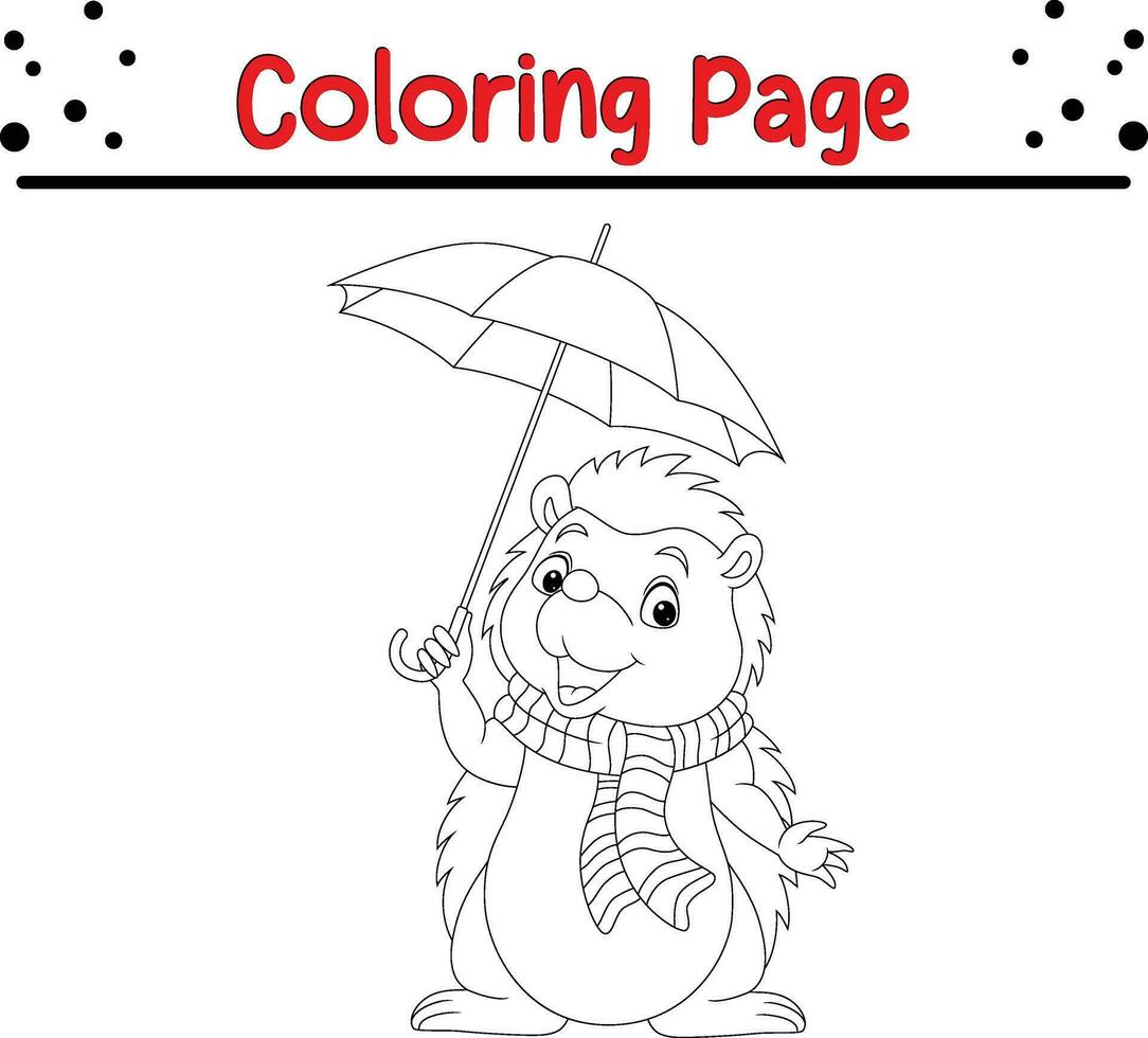 little hedgehog coloring page for children vector