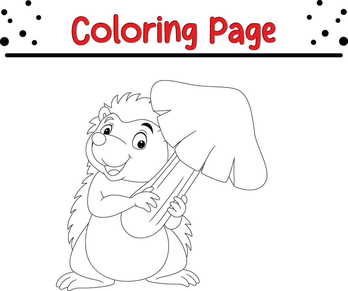 little hedgehog coloring page for children vector