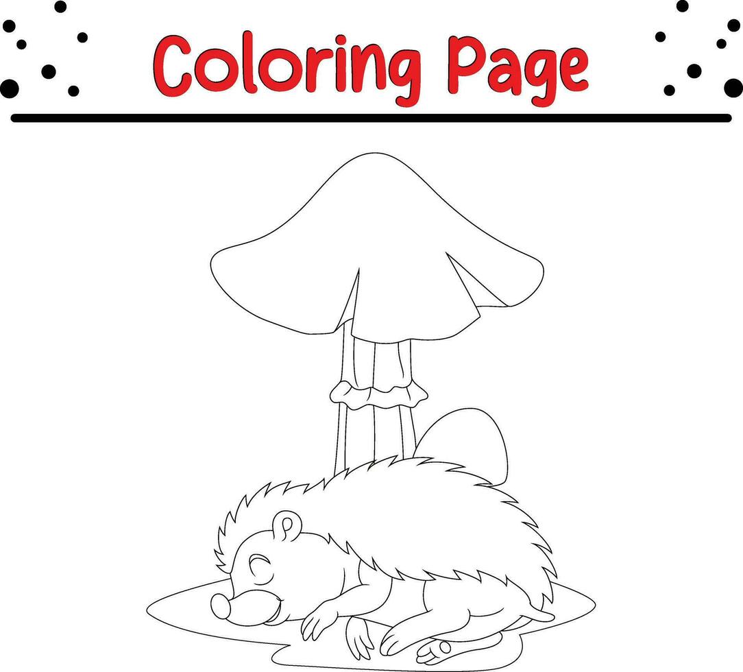 little hedgehog coloring page for children vector