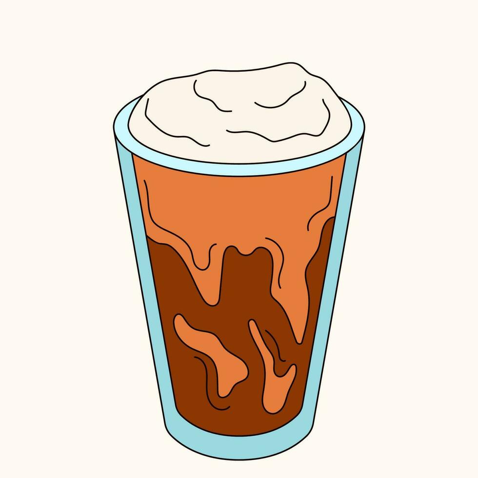 con hielo frío elaborar cerveza café en línea Arte estilo. vector ilustración aislado en un blanco antecedentes.