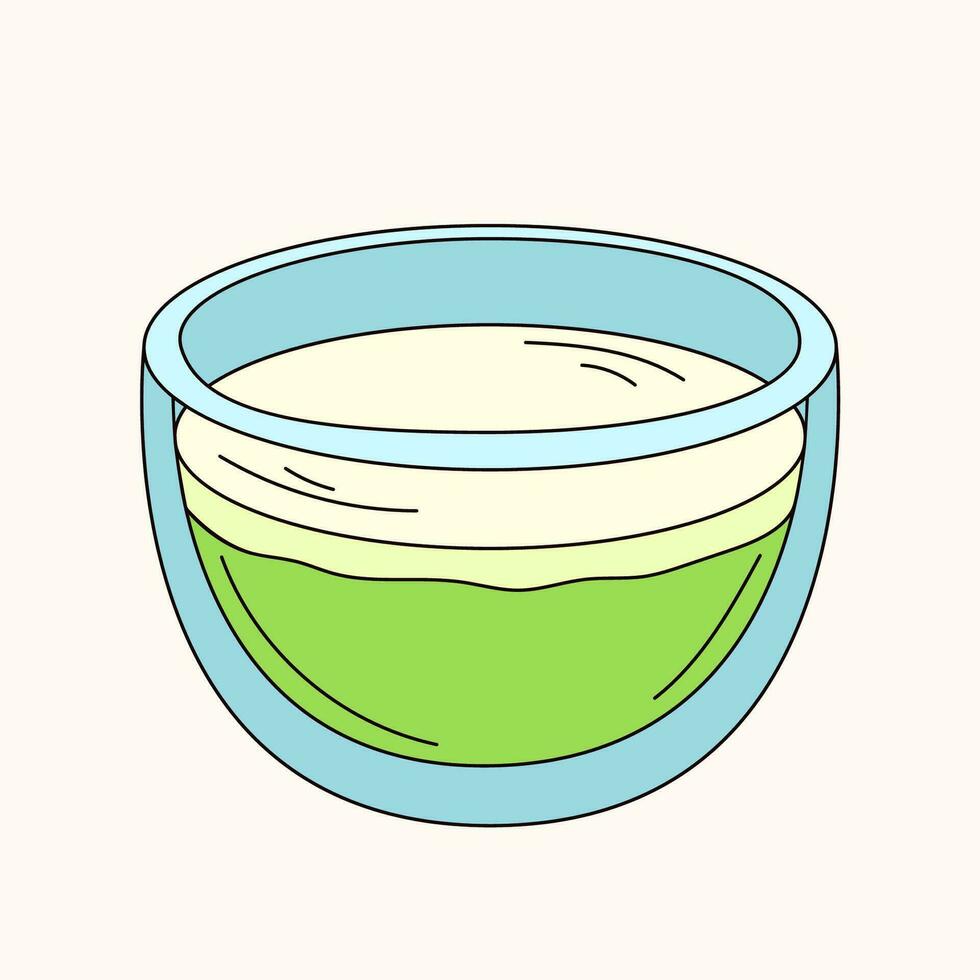 matcha verde té latté en garabatear estilo. café latté icono para menú, café tienda diseño. sano beber. vector ilustración aislado en un blanco antecedentes.