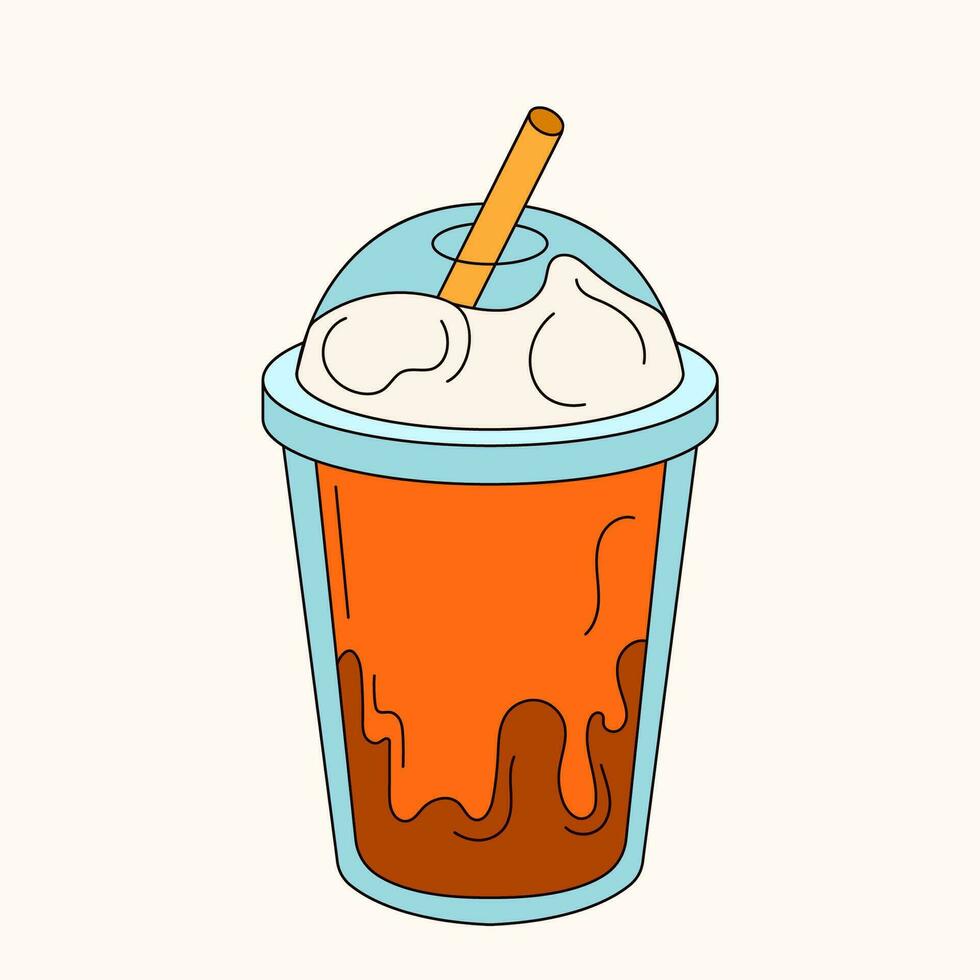 Pumpkin spice latte in line art style. Good for posters, banners, textiles, gifts. Vector illustration isolated on a white background.