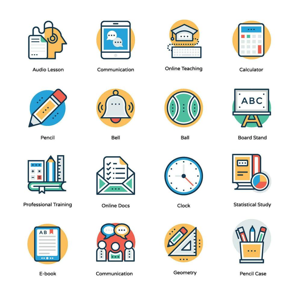 Flat Design Vector Icons of Smart Education