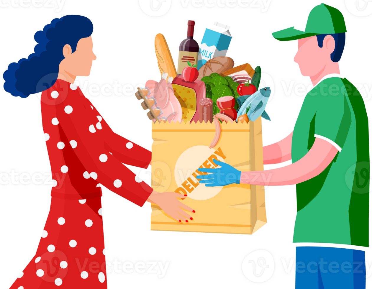 Courier delivered package of food to customer. png