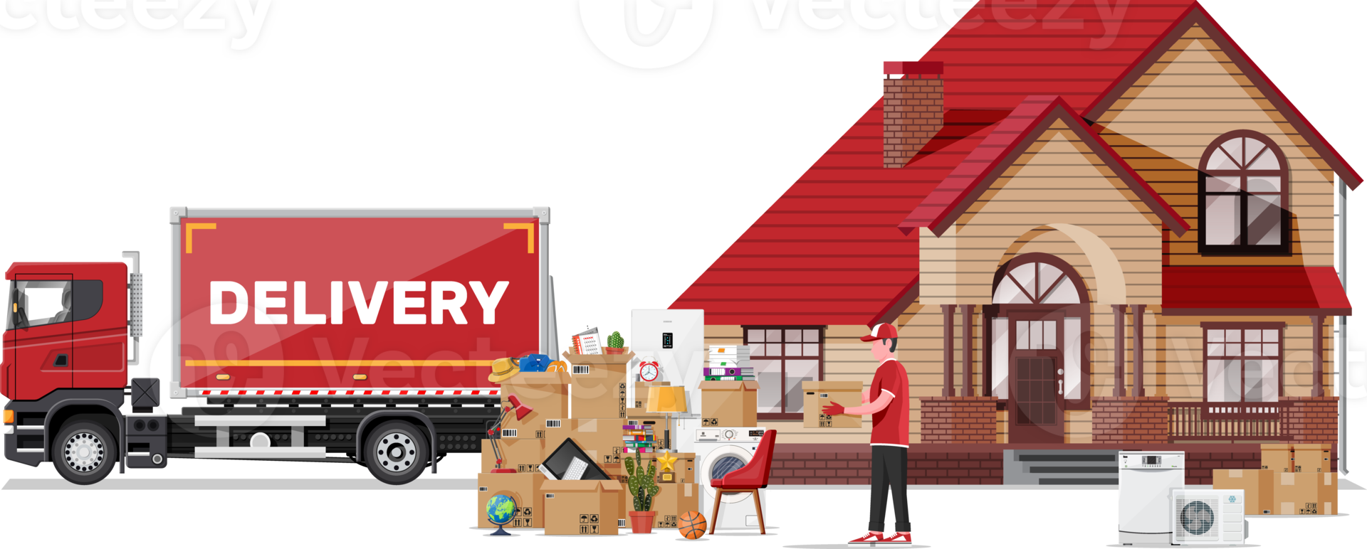 Moving to new house. Family relocated to new home. 35772046 PNG